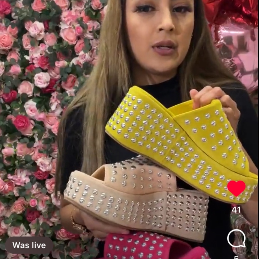 Black Suede Silver Stud Chunky Ultra Platform Wedge Mule Slide In Sandal Heels - Picture 4 of 7